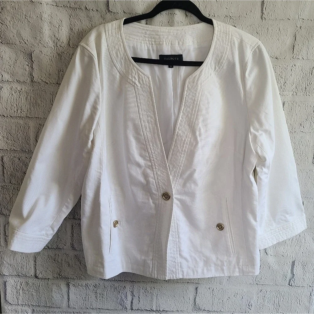 Talbots White Gold Button Blazer Size 20 - Picture 2 of 10